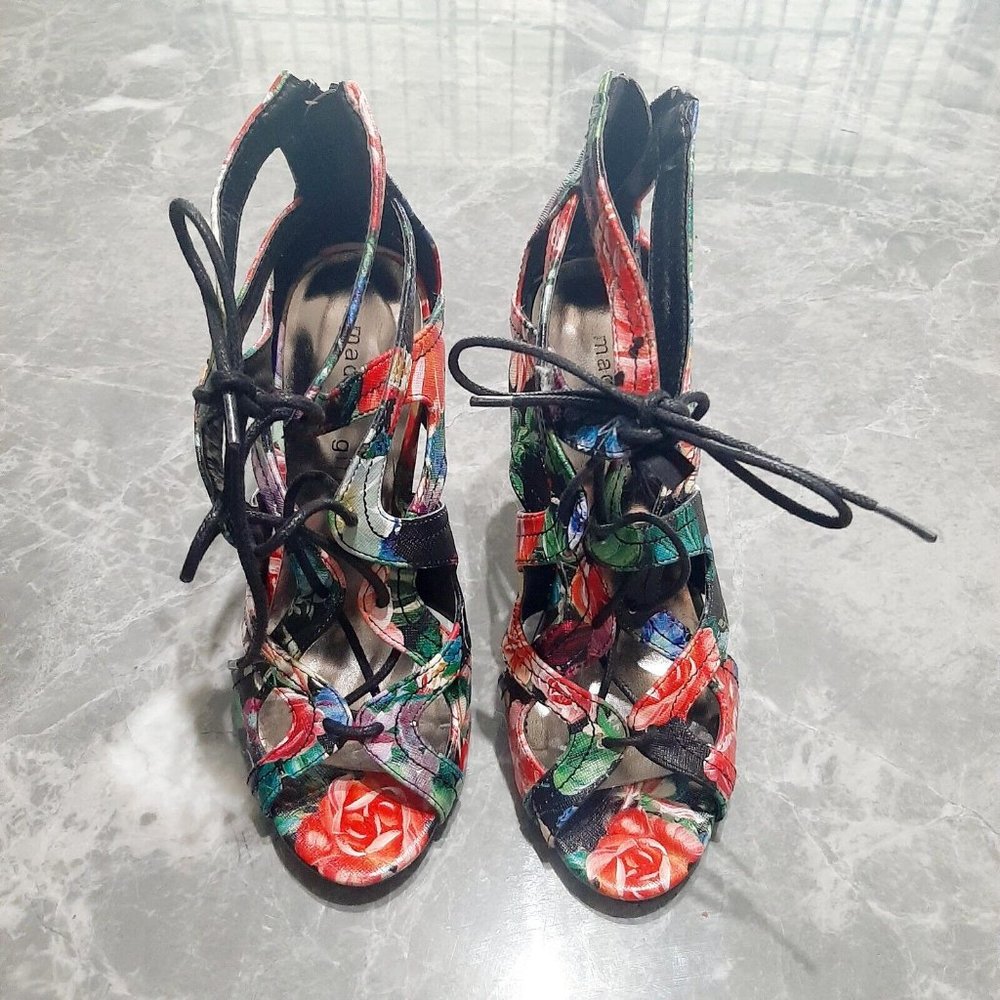 Madden Girl Colorful Strappy Rose Floral Breathable Open Toe Women's Shoes SZ 7M